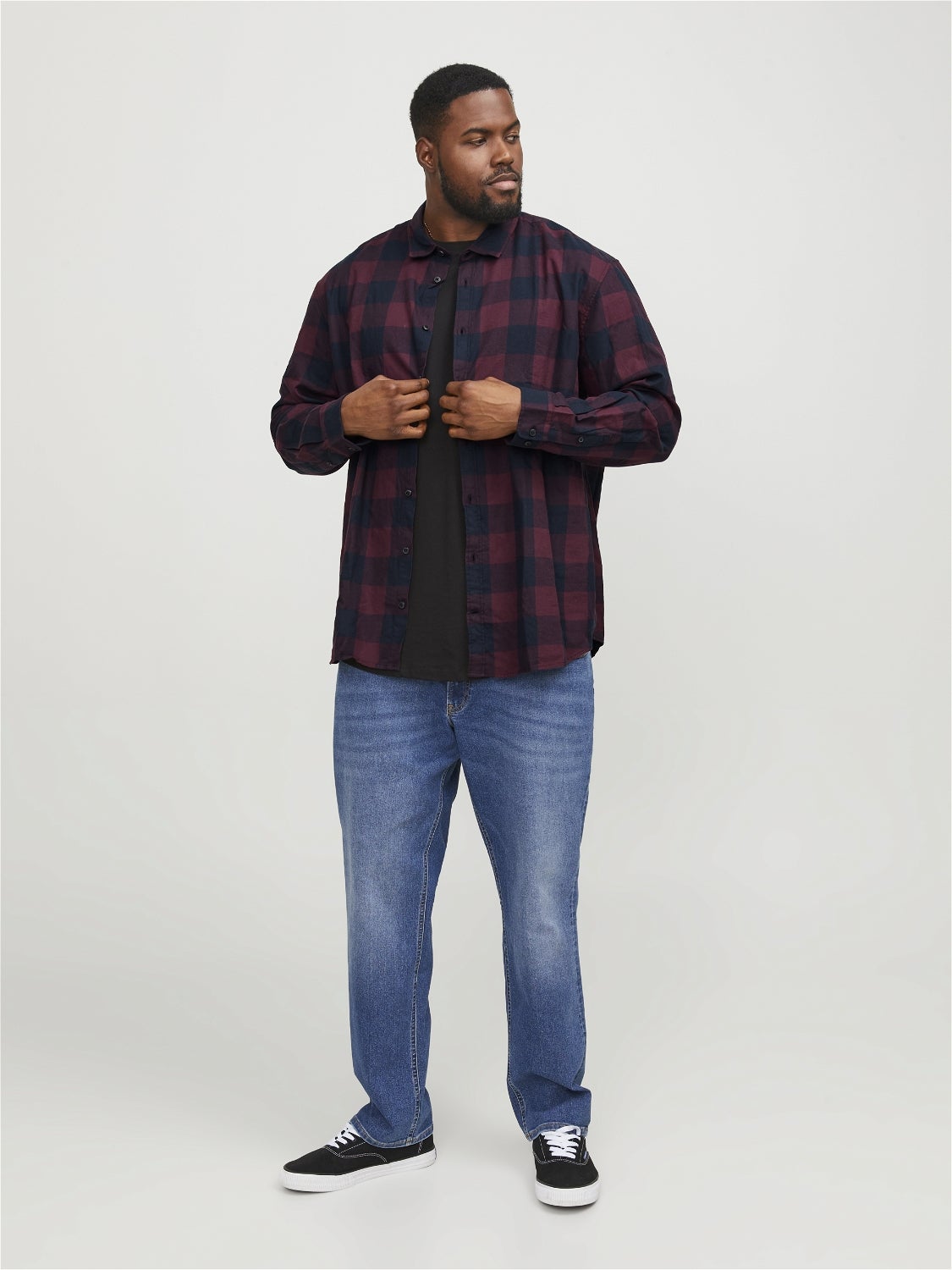 Plus size red and black checkered shirt best sale