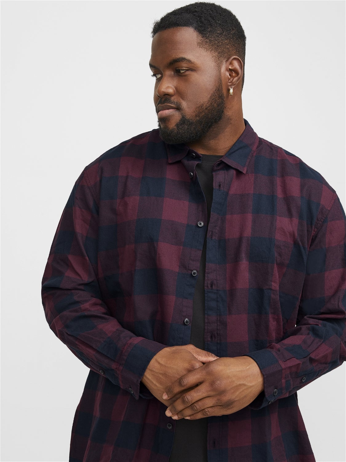 Plus size red and black 2024 checkered shirt