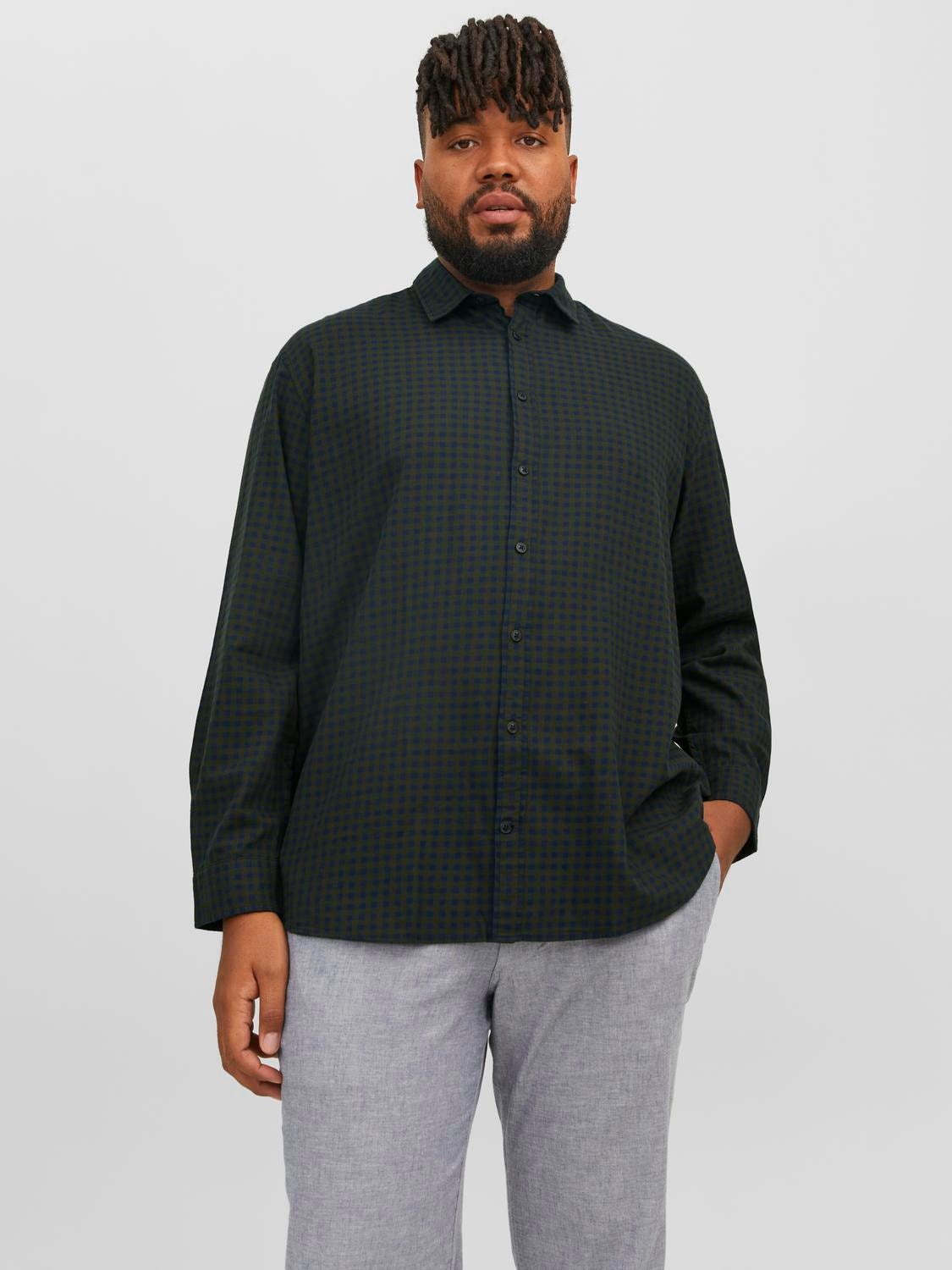 Jack & Jones Plus Size Camisa a cuadros Loose Fit -Forest Night - 12183107
