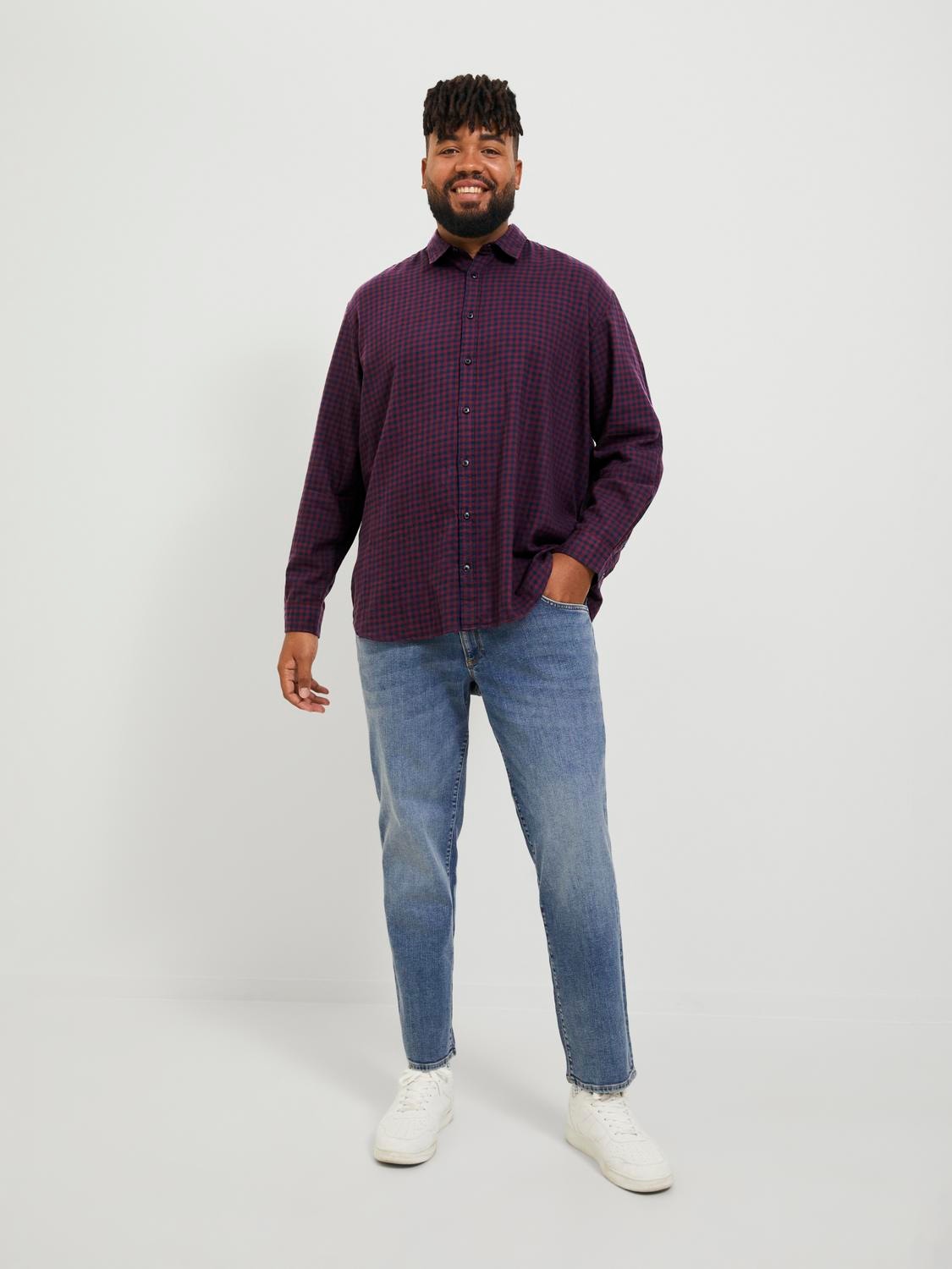Jack & Jones Plus Size Loose Fit Karo marškiniai -Navy Blazer - 12183107