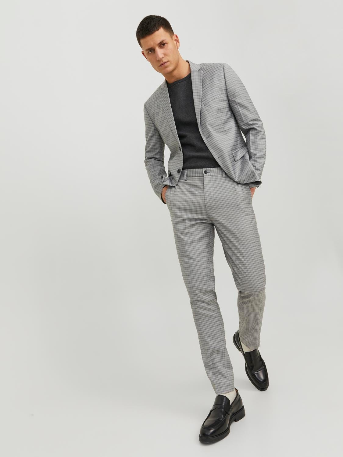 Vila relaxed tailored blazer vest and pants 3 piece set in gray melange