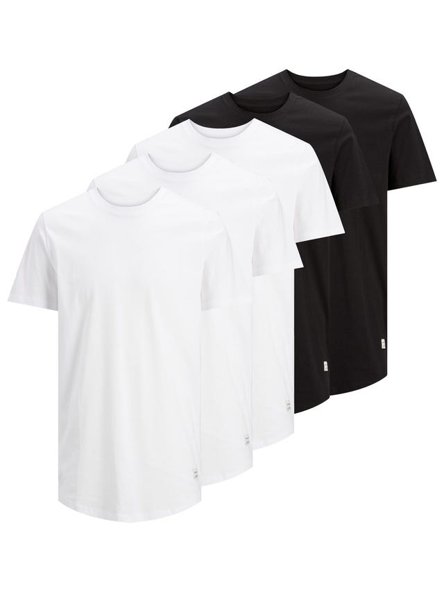 Jack & Jones 5-pak Gładki Okrągły dekolt T-shirt - 12183653