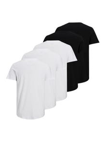 Jack & Jones Paquete de 5 T-shirt Liso Decote Redondo -Black - 12183653