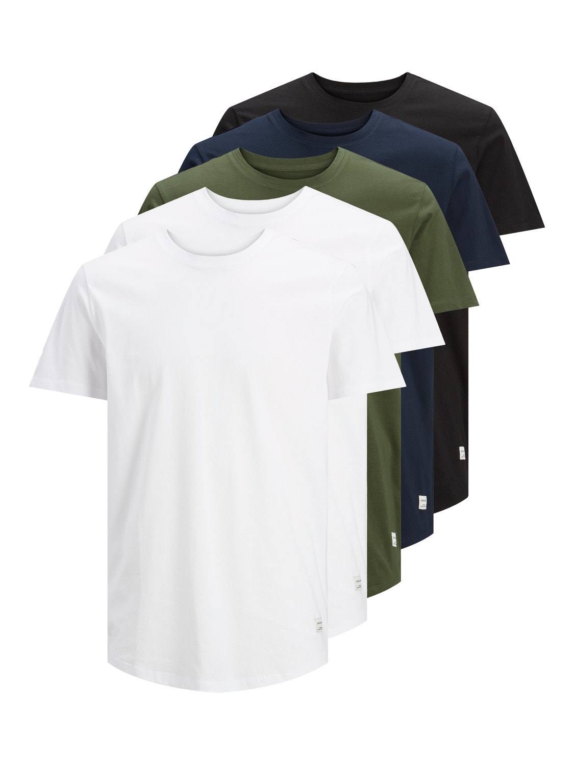 Jack & Jones 5-pack Enfärgat Rundringning T-shirt -White - 12183653