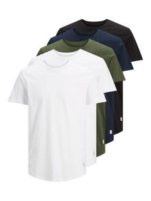 Jack & Jones Pack de 5 T-shirt Uni Col rond -White - 12183653