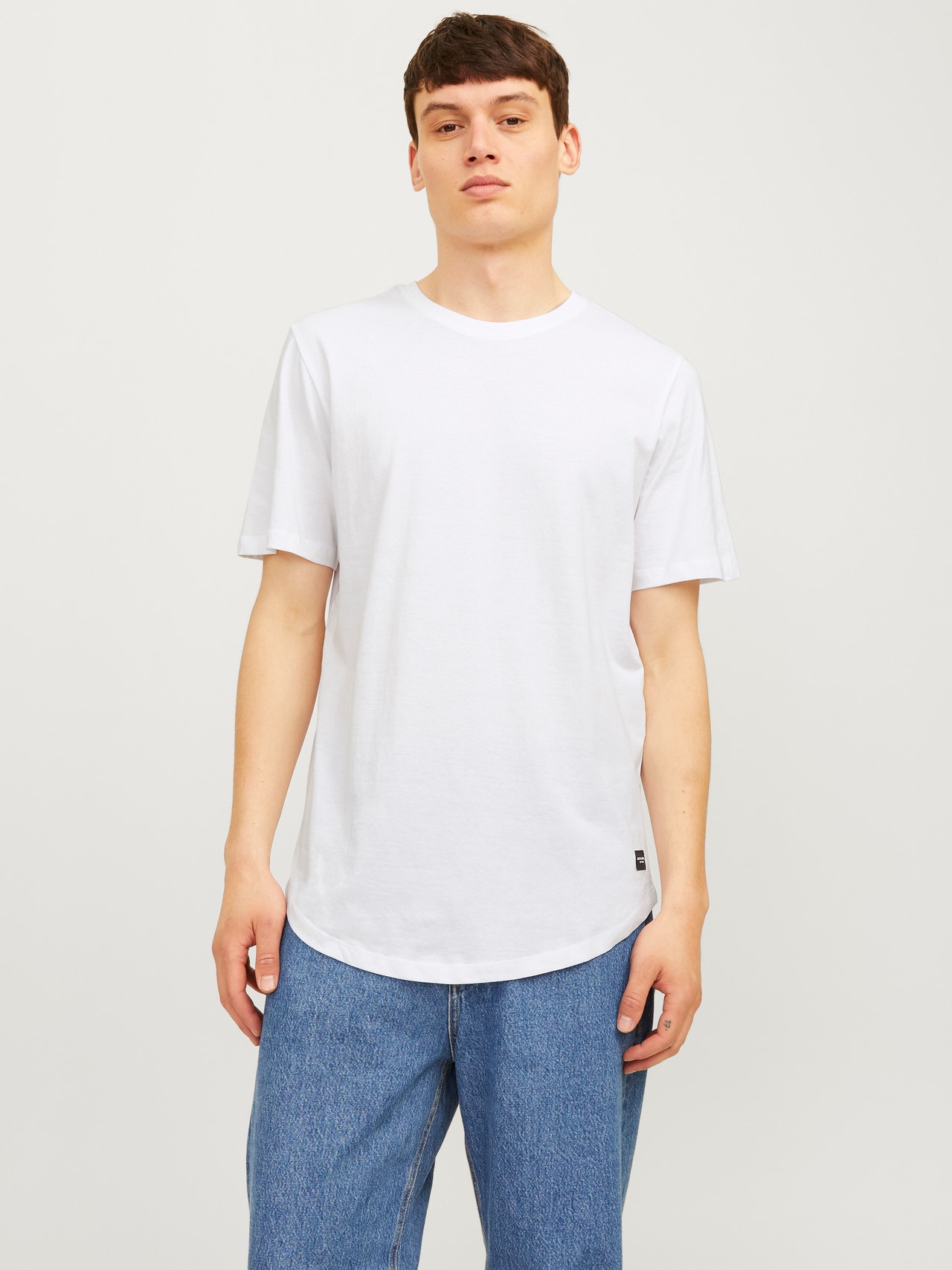 Jack & Jones 5er-pack Einfarbig Rundhals T-shirt -White - 12183653