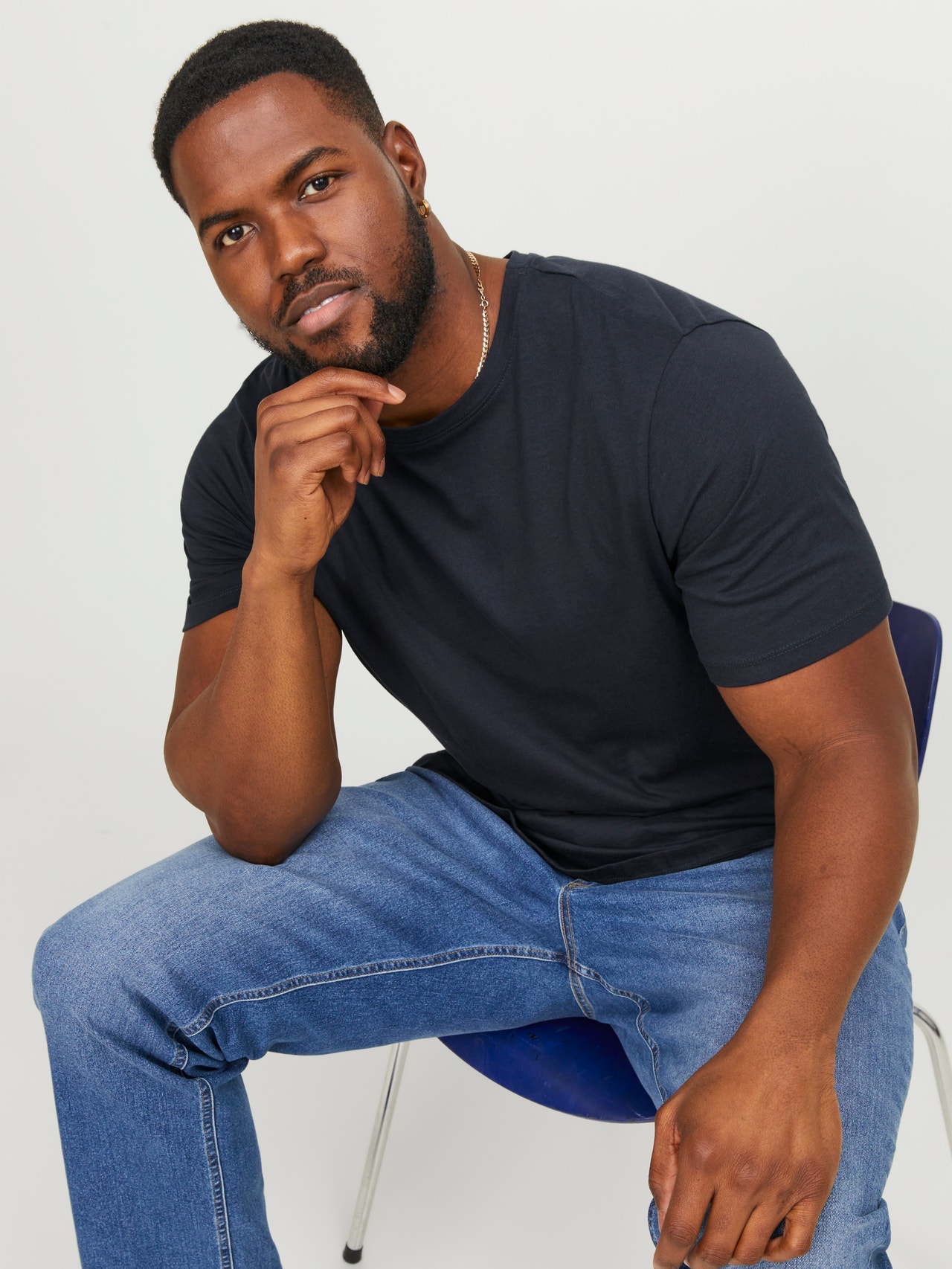 Jack & Jones Plus Size Plain T-shirt -Navy Blazer - 12184933