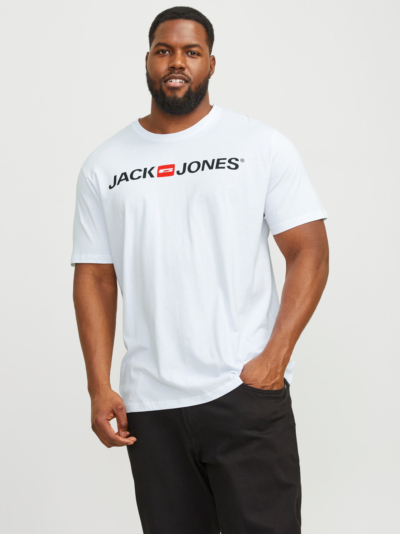 Jack & Jones Plus Size Logo T-paita -White - 12184987