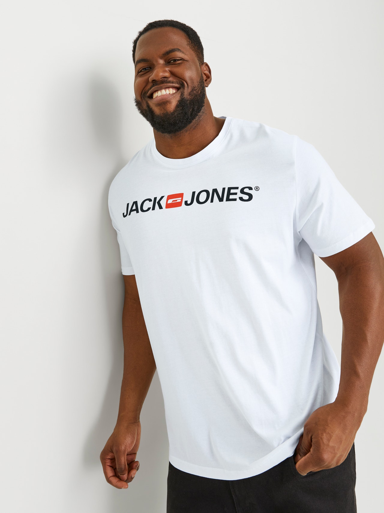 Jack & Jones Plus Size Logo T-shirt -White - 12184987