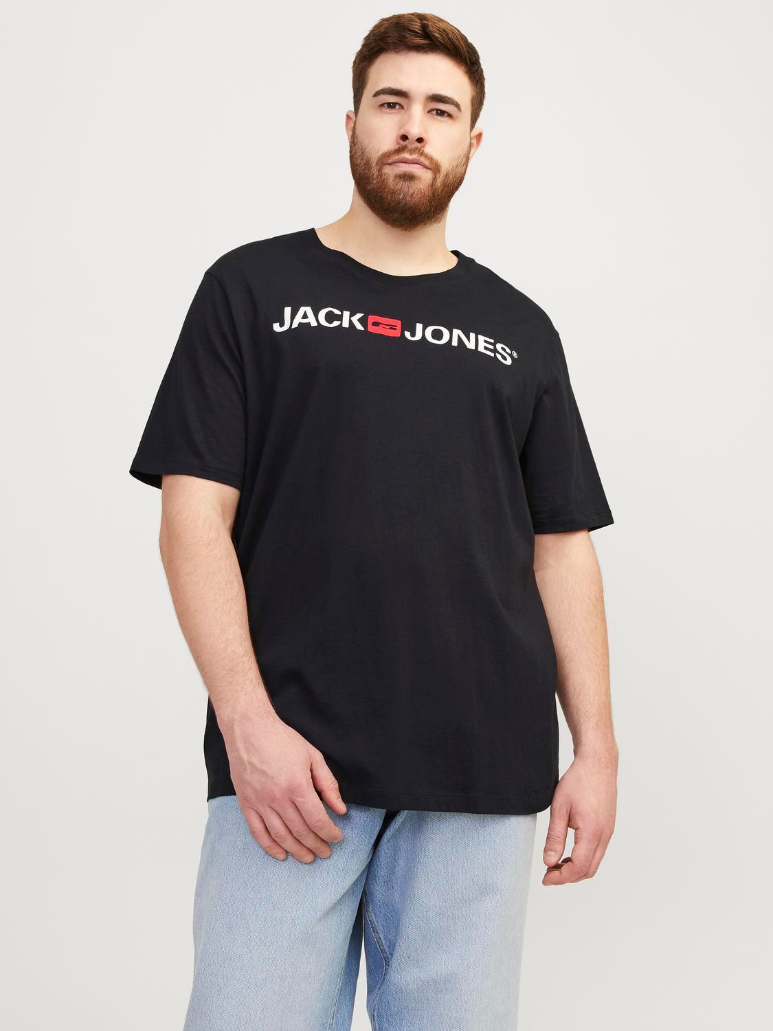Jack & Jones Plus Size Camiseta Logotipo -Black - 12184987