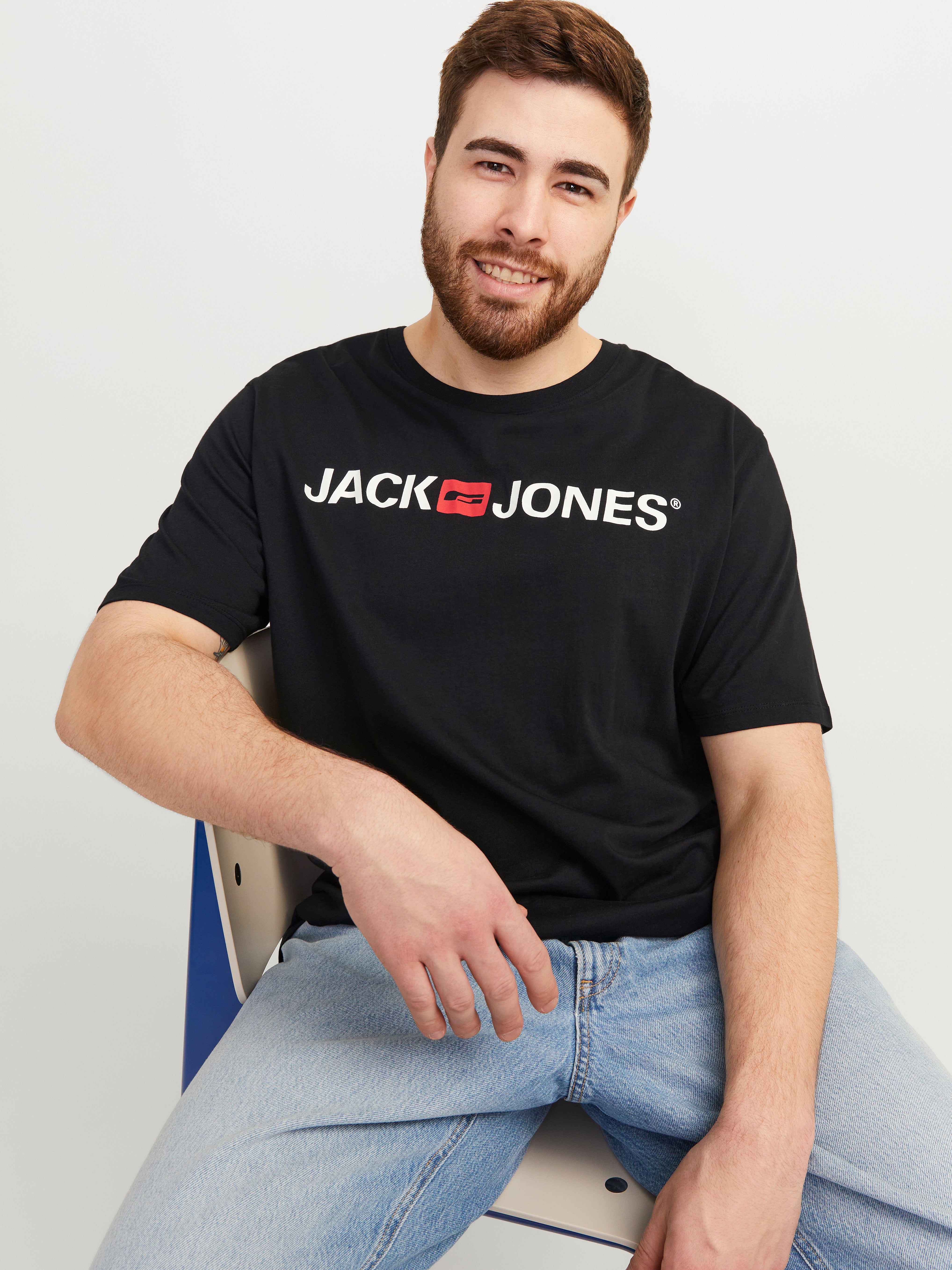 Camisetas de tallas grandes Blancas y negras hombre JACK JONES