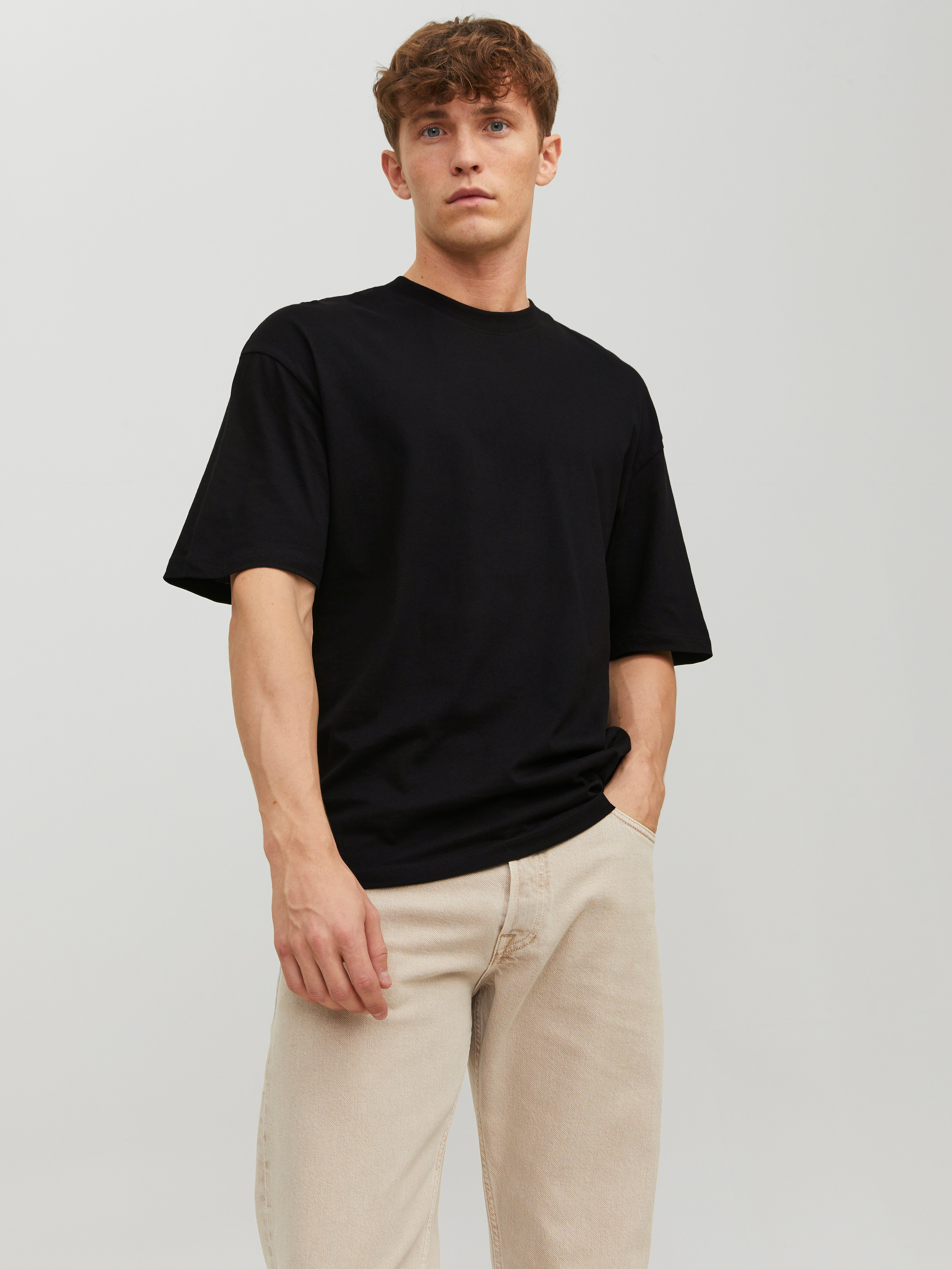 Boxy fit cotton T-shirt | Black | Jack & Jones®
