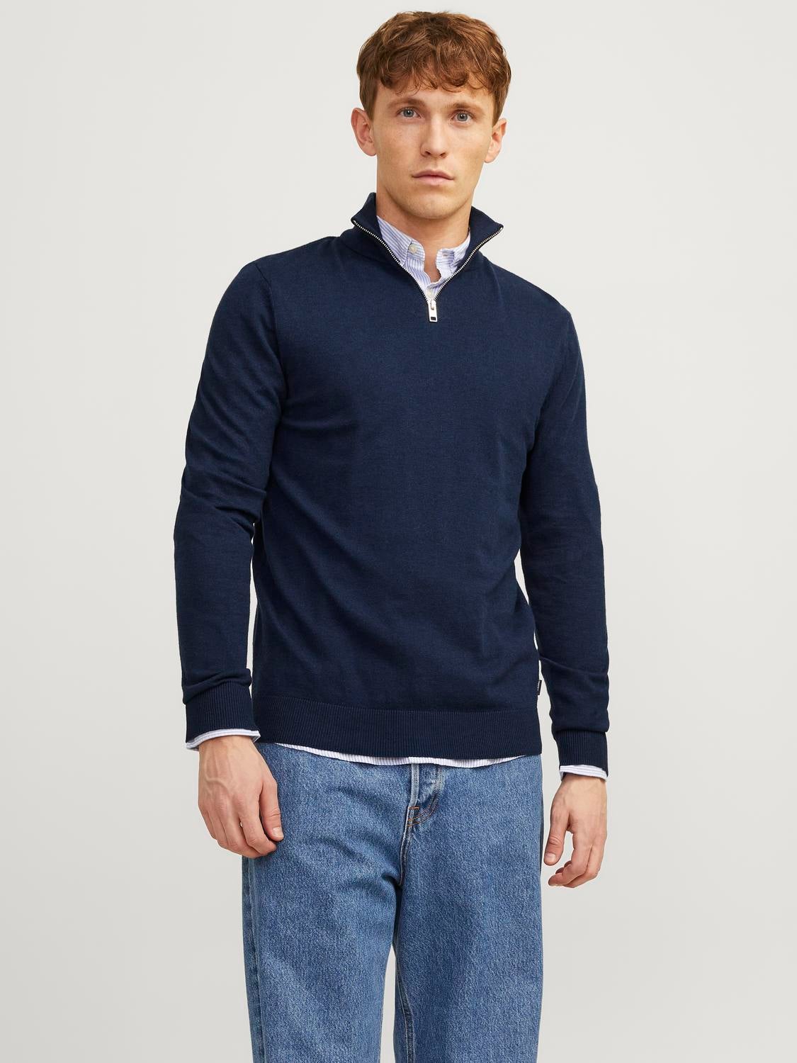 Mens navy zip outlet jumper