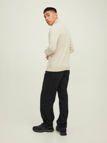 Jack & Jones Yksivärinen Puolivetoketjupusero -Oatmeal - 12189339