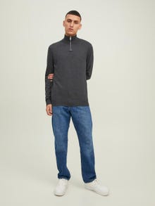 Jack & Jones Bez vzoru Svetr s polovičním zipem -Dark Grey Melange - 12189339