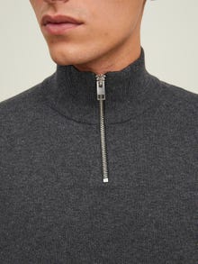 Jack & Jones Πουλόβερ με μισό φερμουάρ -Dark Grey Melange - 12189339