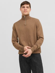 Jack & Jones Πουλόβερ με μισό φερμουάρ -Otter - 12189339