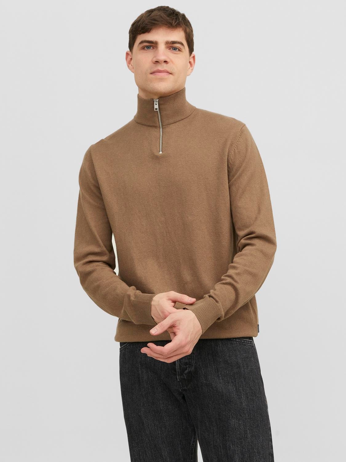 Jack & Jones Πουλόβερ με μισό φερμουάρ -Otter - 12189339