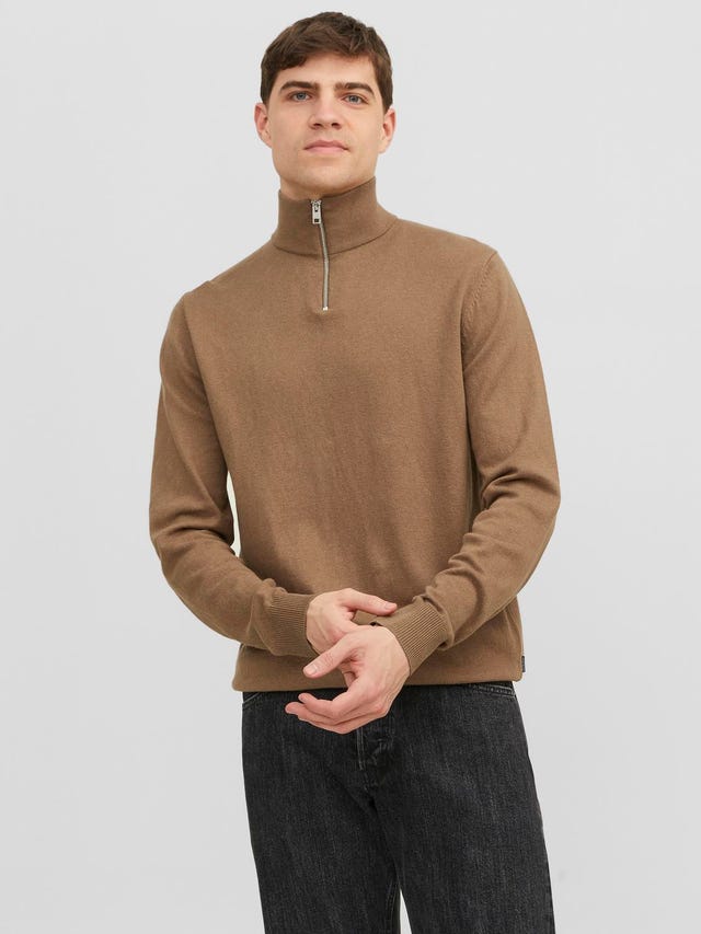 Jack & Jones Effen Gebreide trui met kwartrits - 12189339