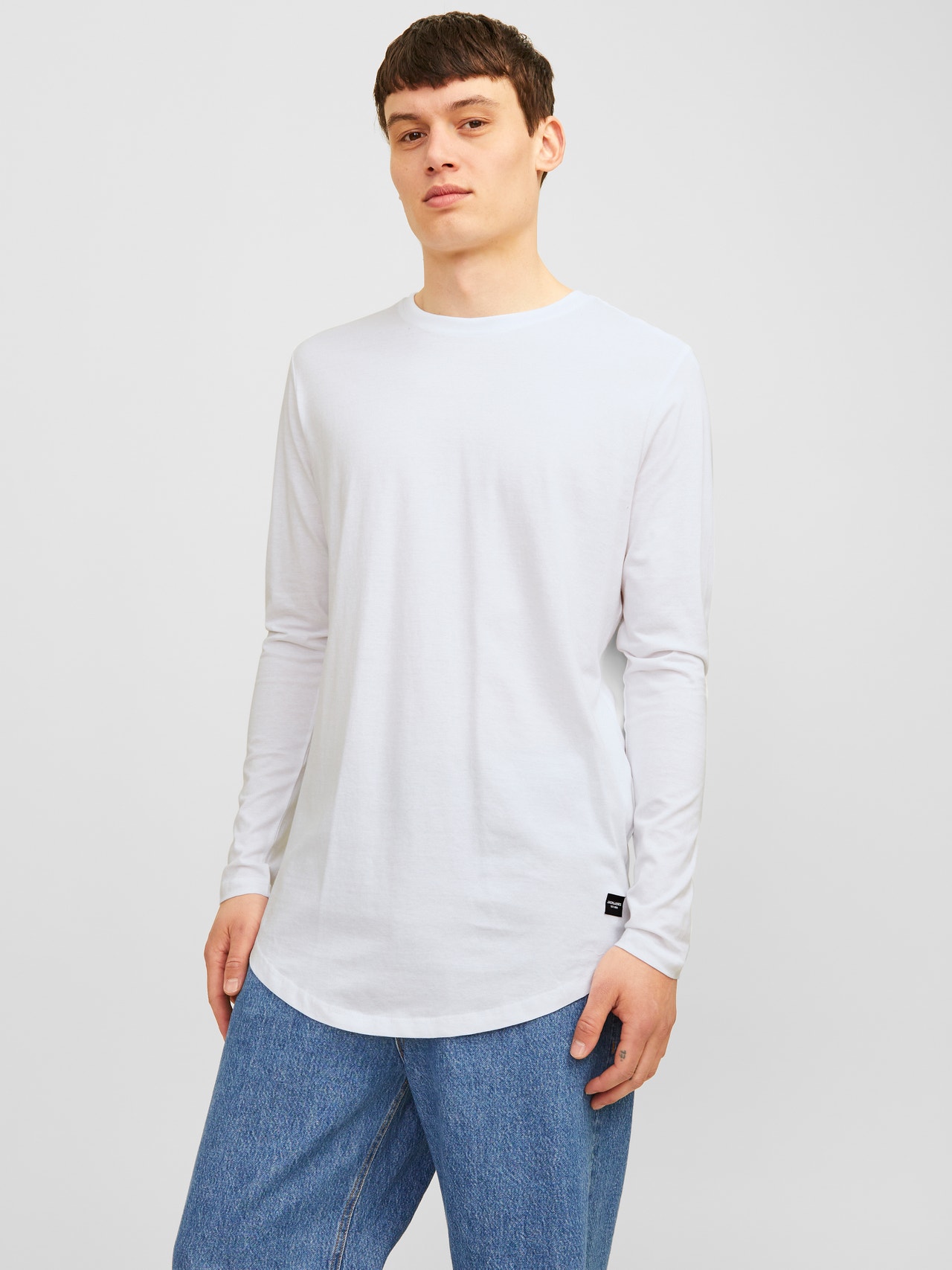 Jack & Jones Enfärgat Rundringning T-shirt -White - 12190128