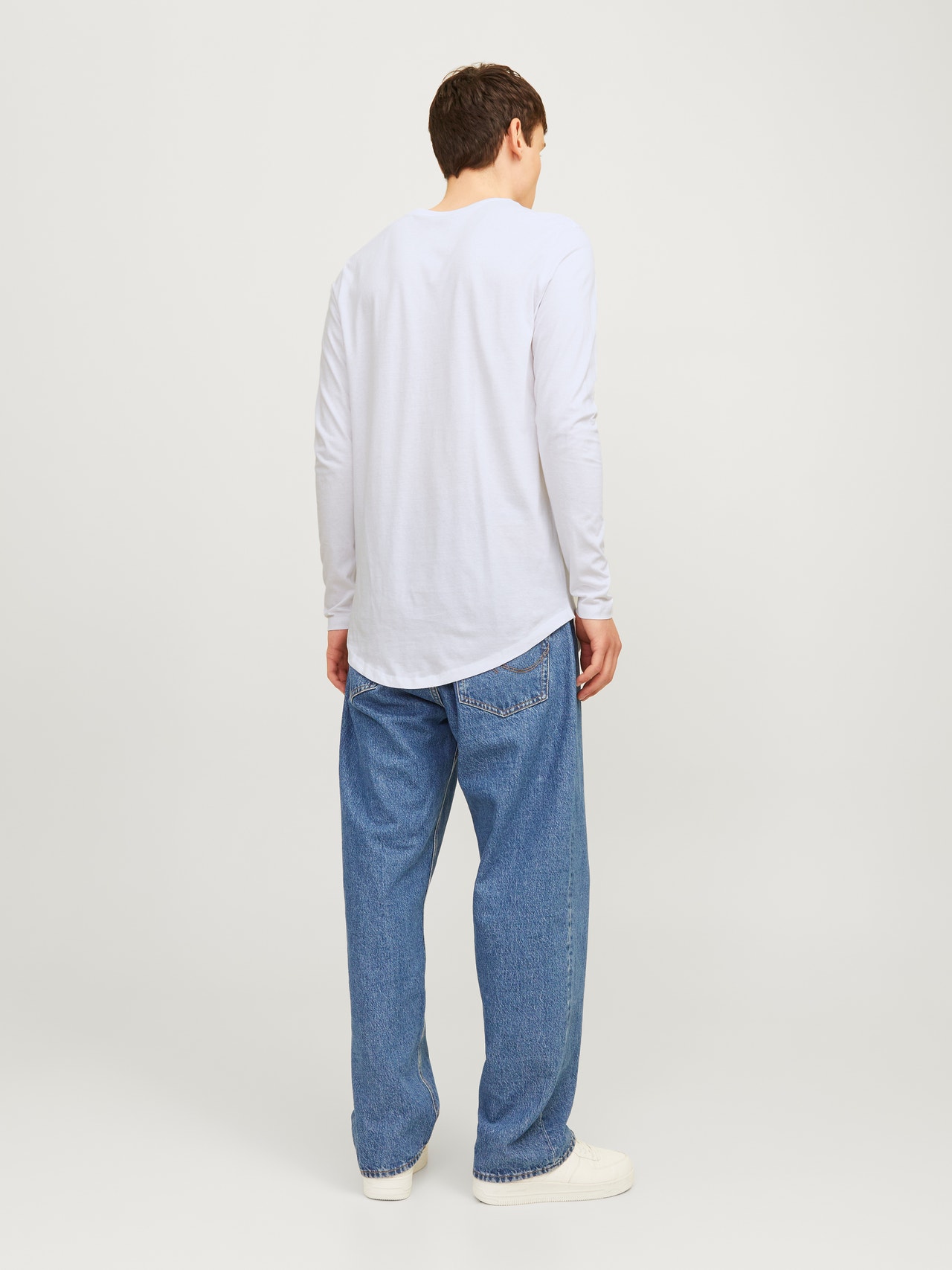 Jack & Jones Enfärgat Rundringning T-shirt -White - 12190128