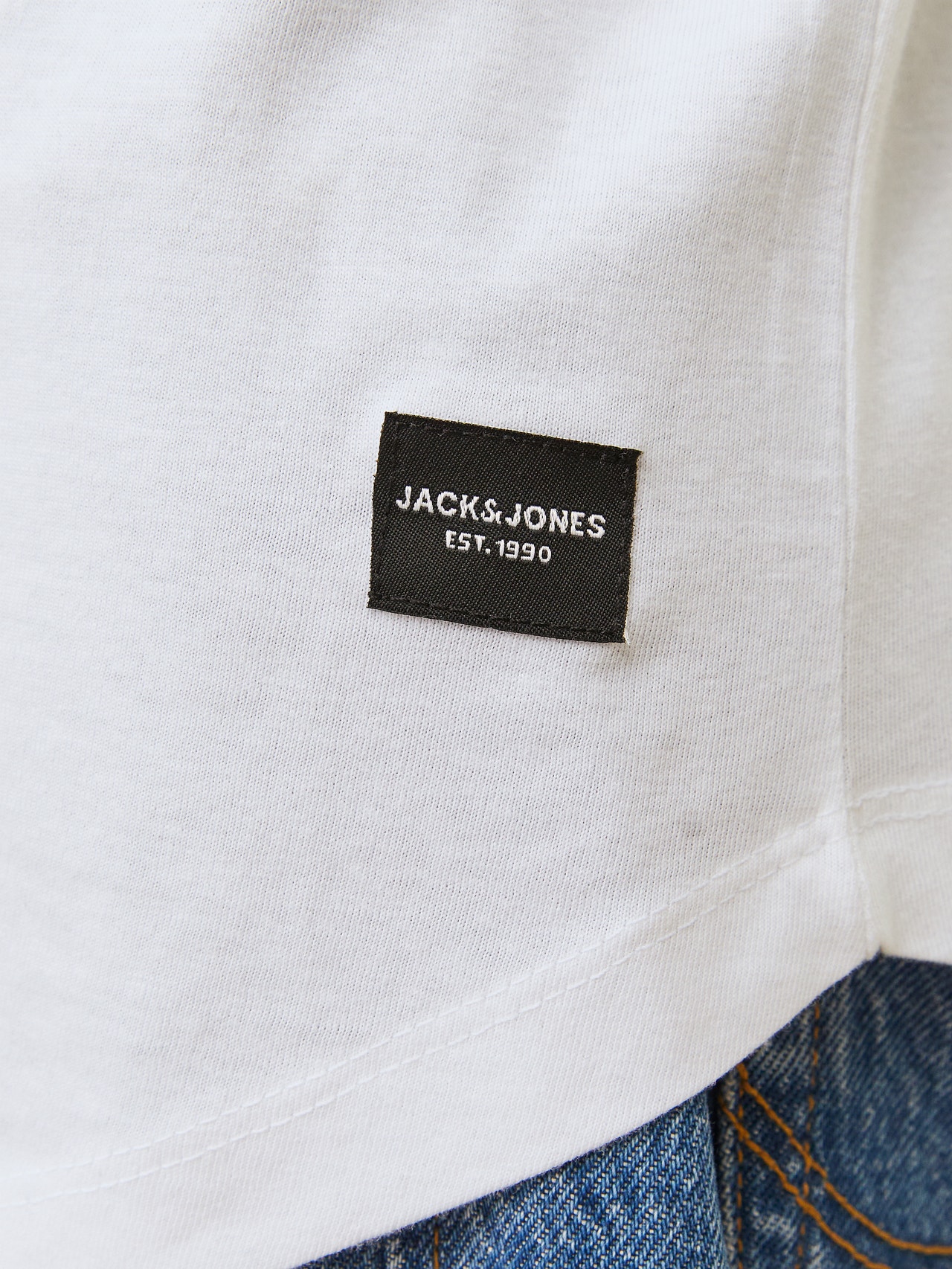 Jack & Jones Gładki Okrągły dekolt T-shirt -White - 12190128