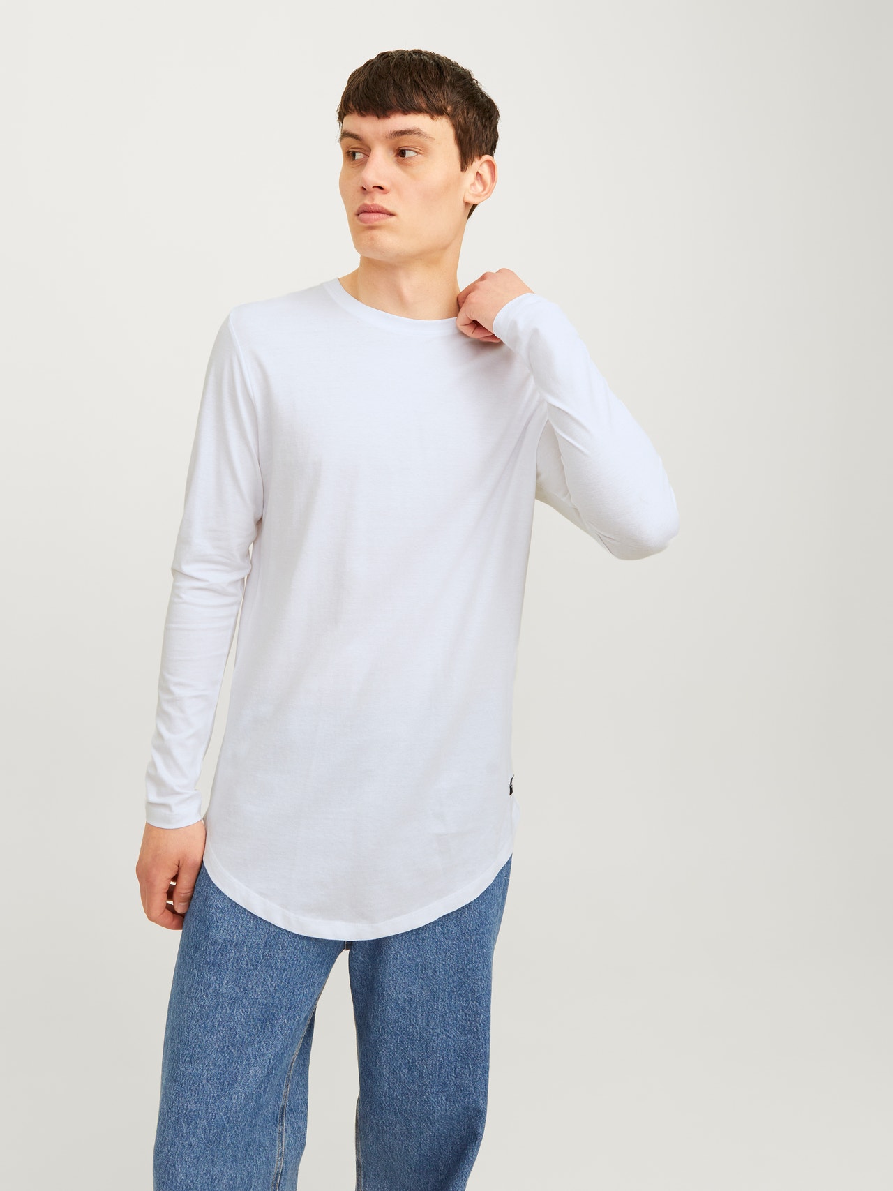Jack & Jones Yksivärinen Pyöreä pääntie T-paita -White - 12190128