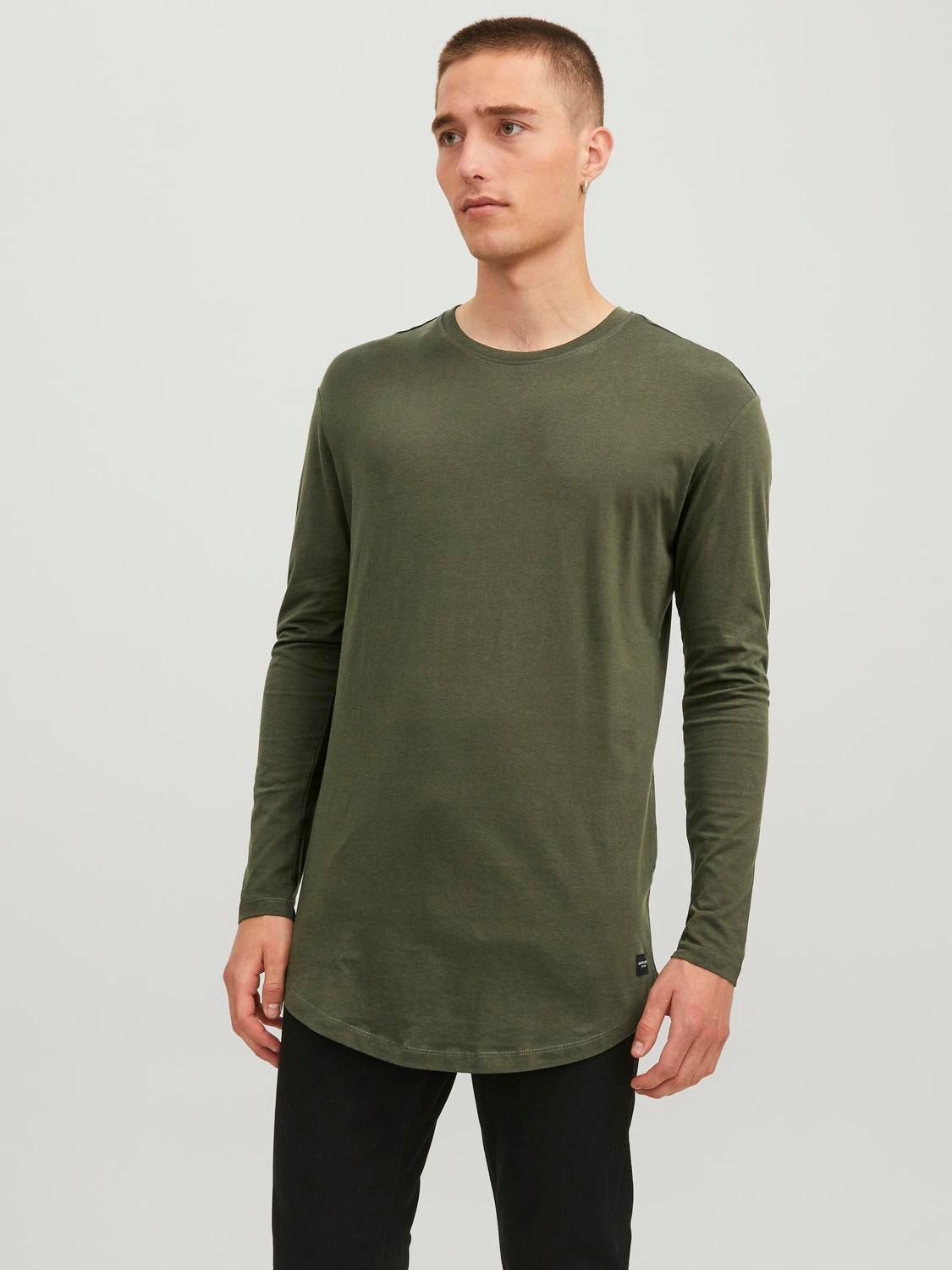 Jack & Jones Enfärgat Rundringning T-shirt -Forest Night - 12190128