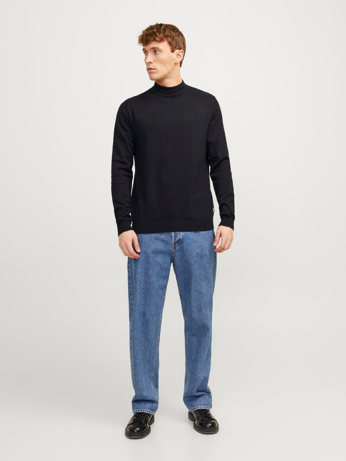 Jack & Jones Plain Knitted pullover -Black - 12190170