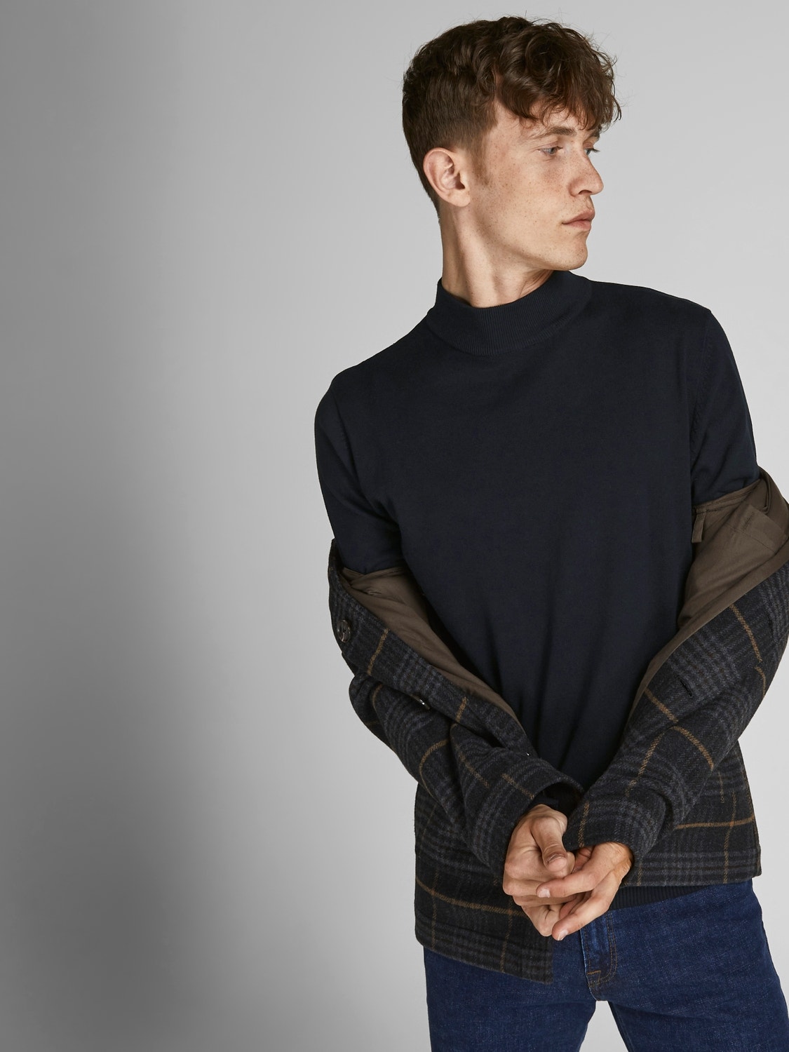 Jack & Jones Plain Crew Neck Jumper -Navy Blazer - 12190170