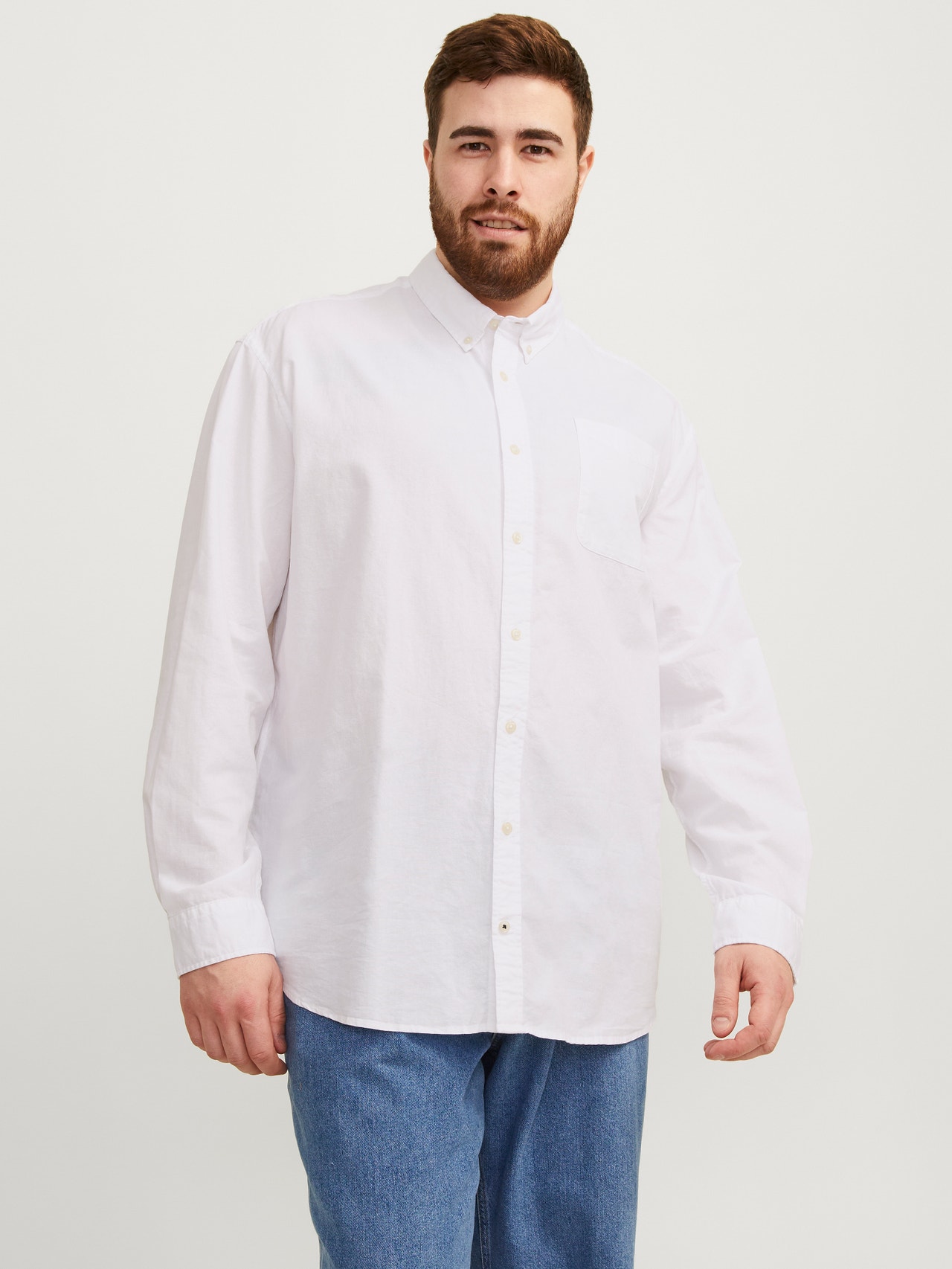 Jack & Jones Plus Size Slim Fit Avslappnad skjorta -White - 12190444