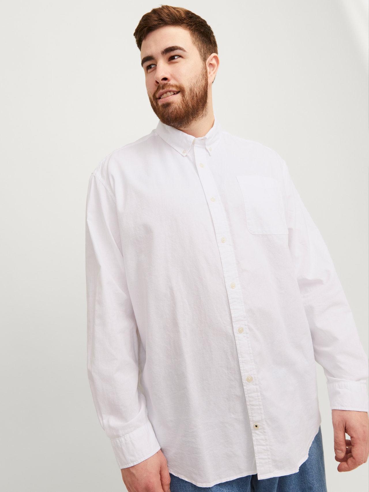 Jack & Jones Plus Slim Fit Casual shirt -White - 12190444