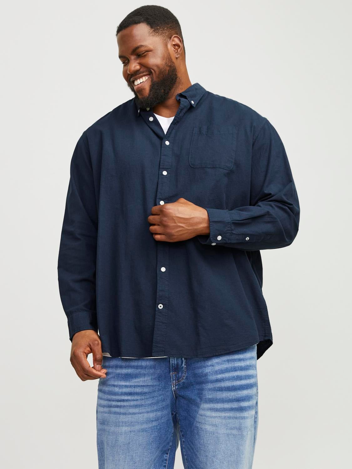 Navy blue 2024 plus size shirt