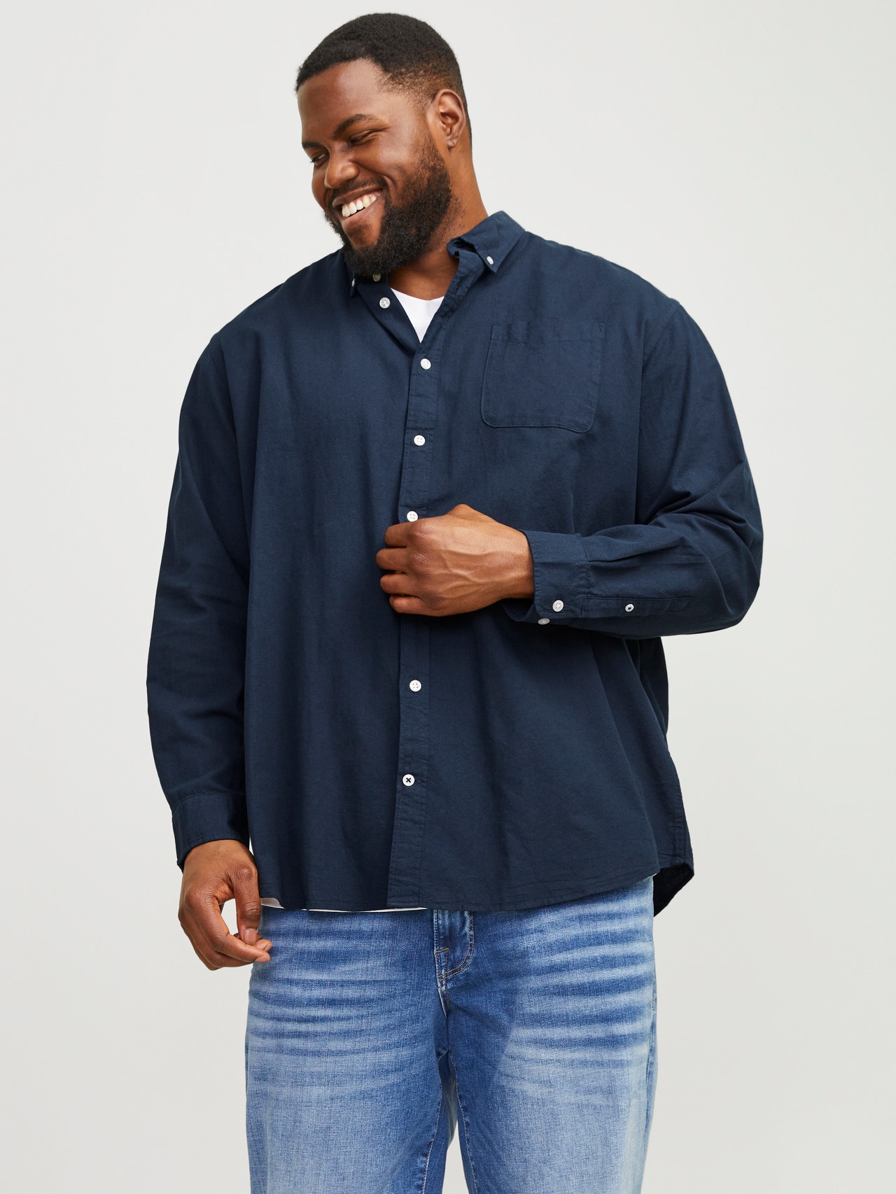 Jack & Jones Plus Size Slim Fit Neformalus marškiniai -Navy Blazer - 12190444