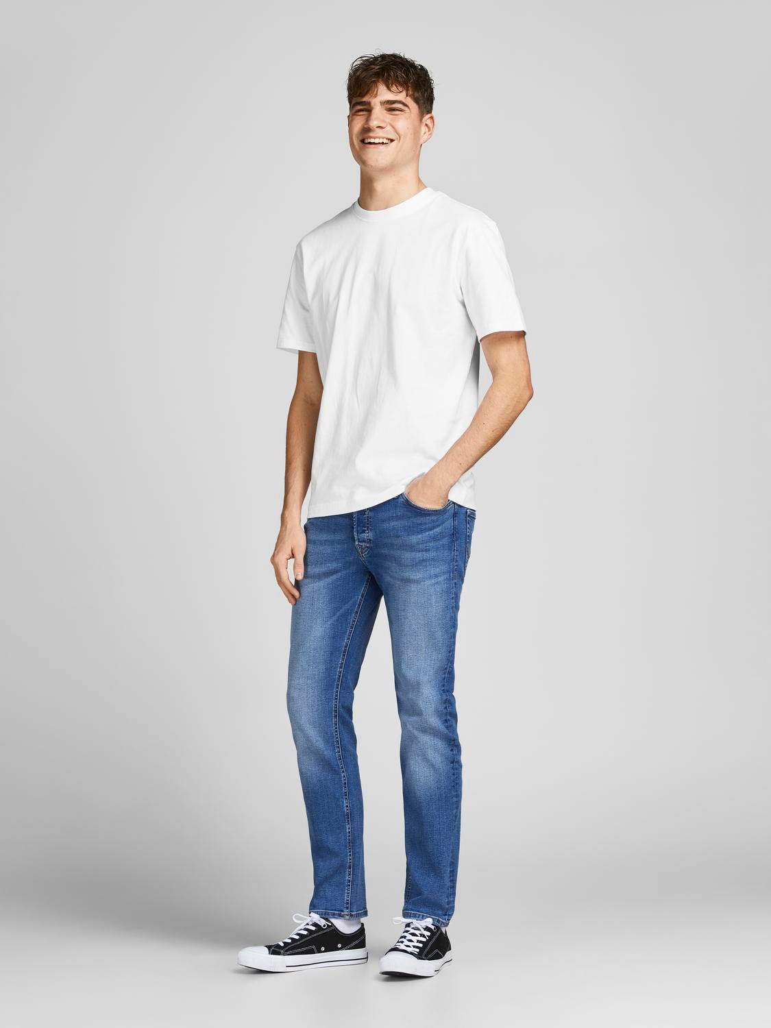 Jack & Jones Enfärgat Rundringning T-shirt -White - 12190467