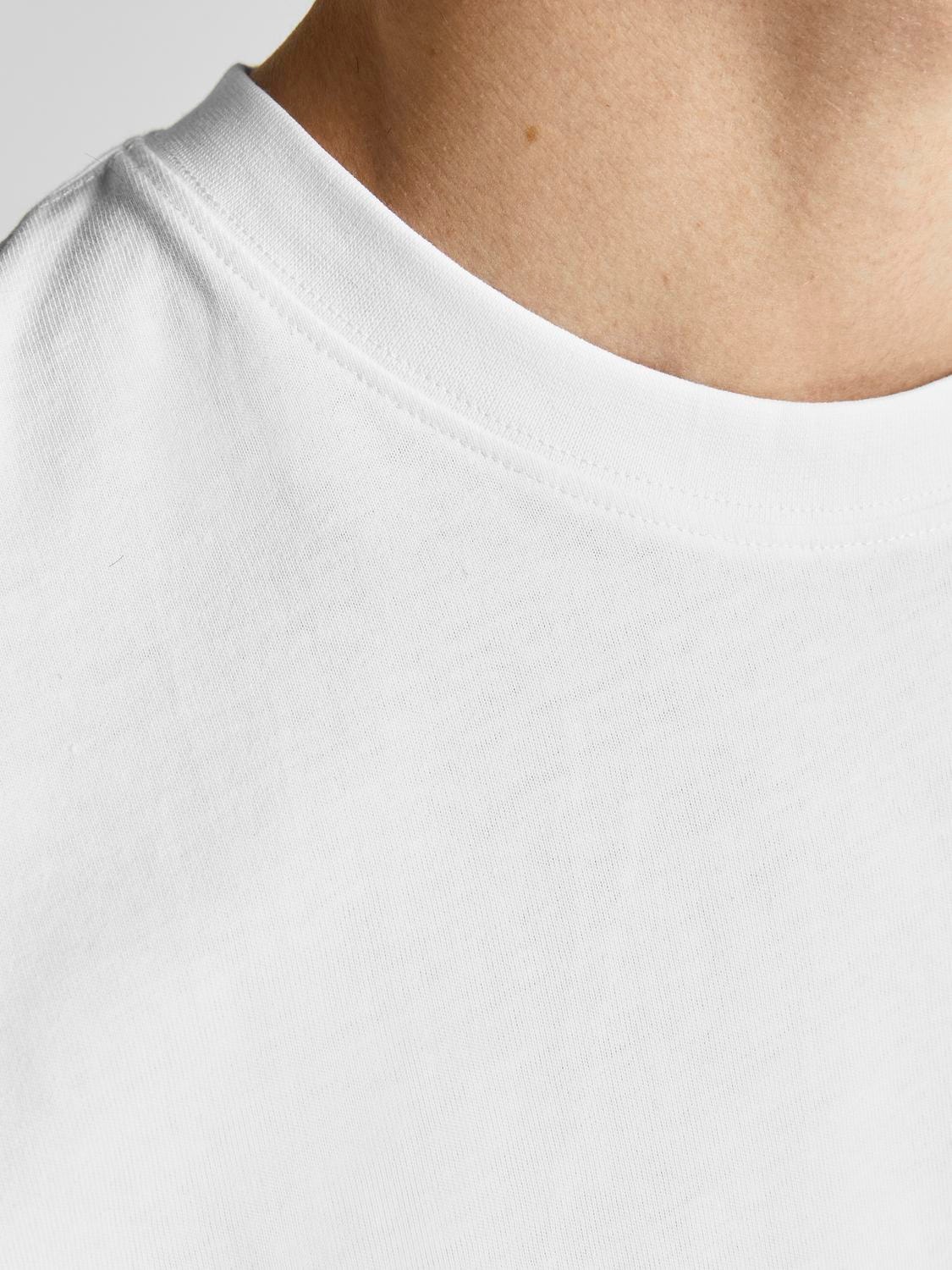 Jack & Jones Yksivärinen Pyöreä pääntie T-paita -White - 12190467