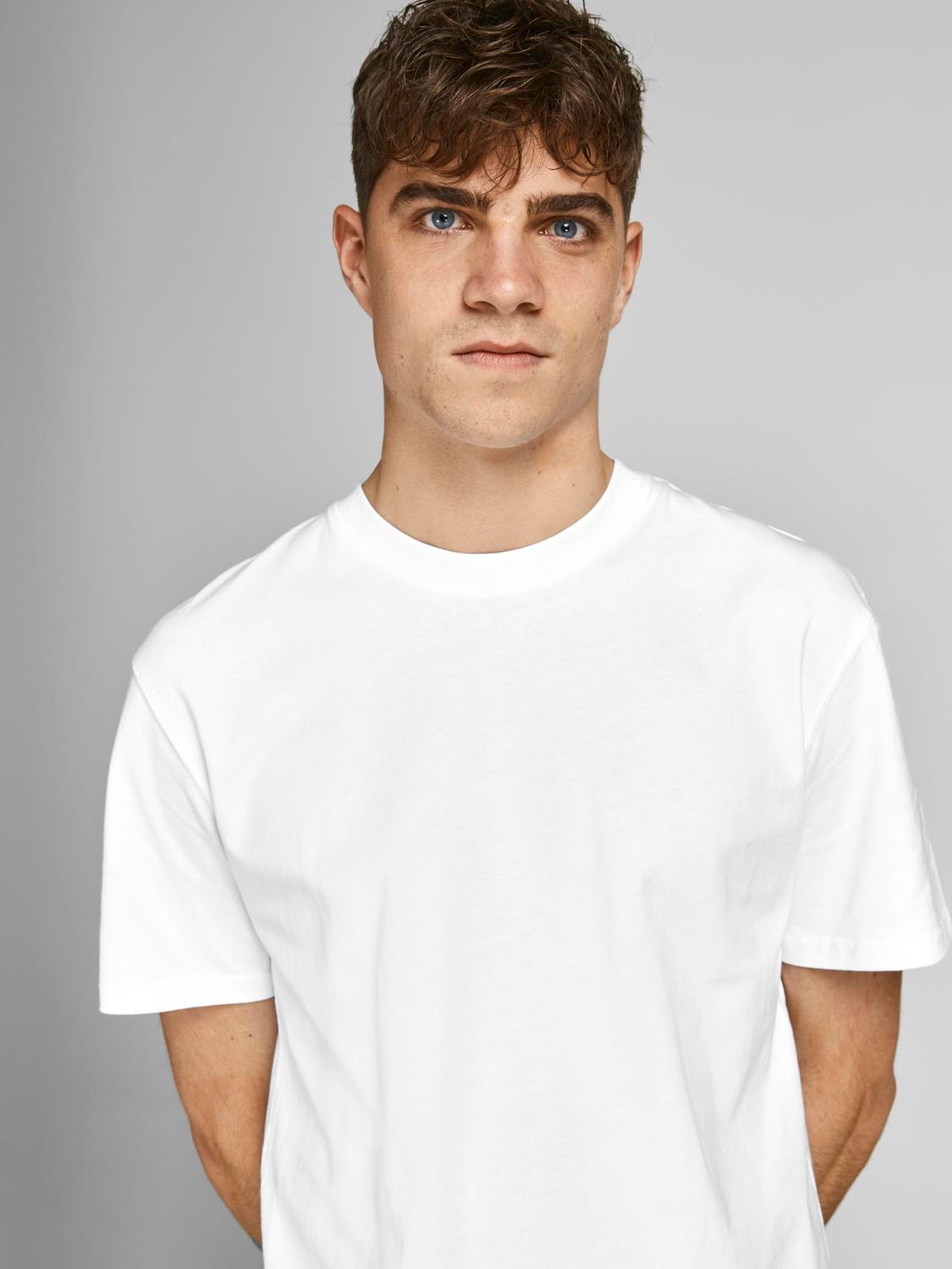 Jack & Jones Gładki Okrągły dekolt T-shirt -White - 12190467