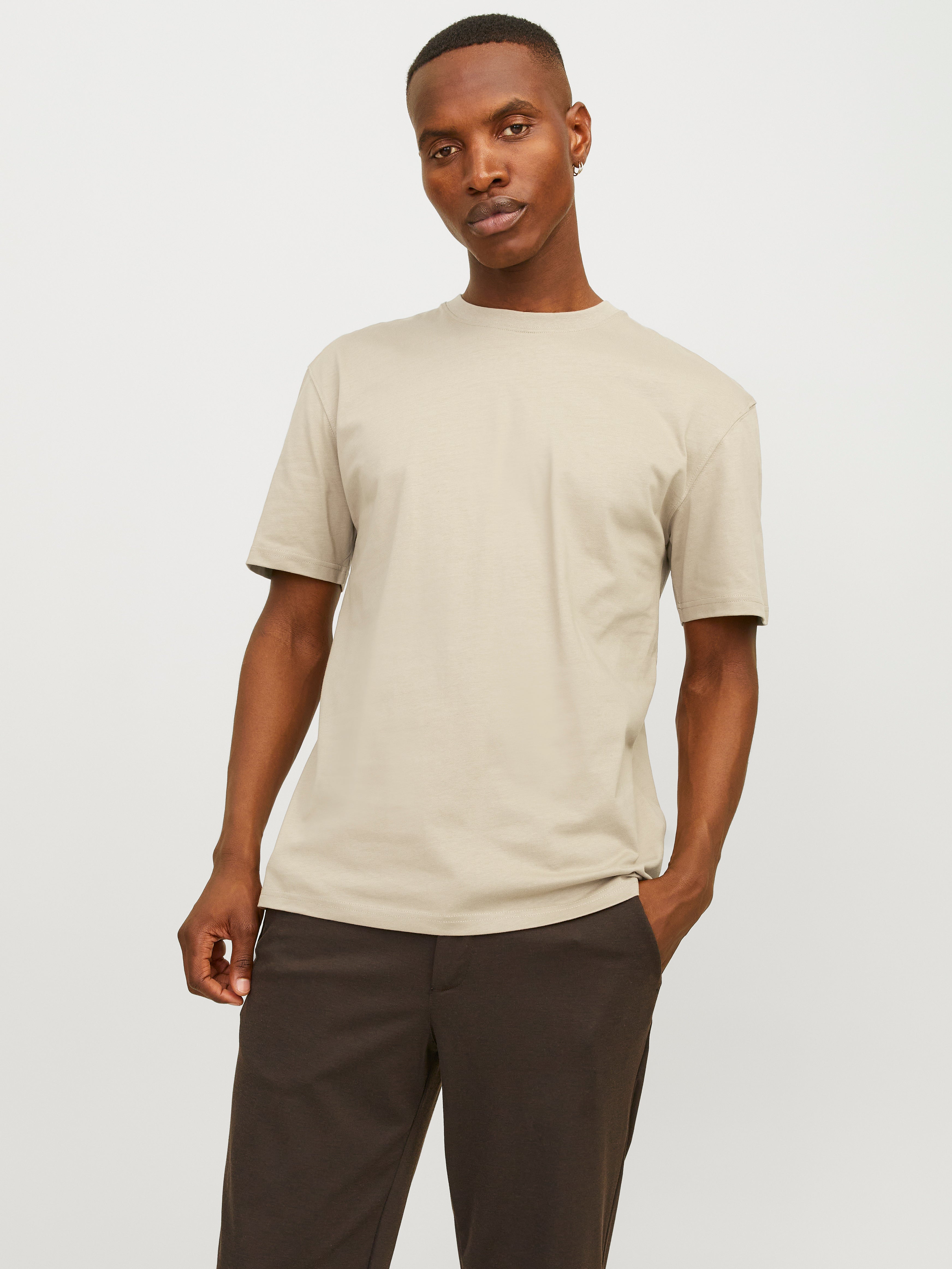 Beige T-shirt Jones® | Plain neck & Jack | Crew