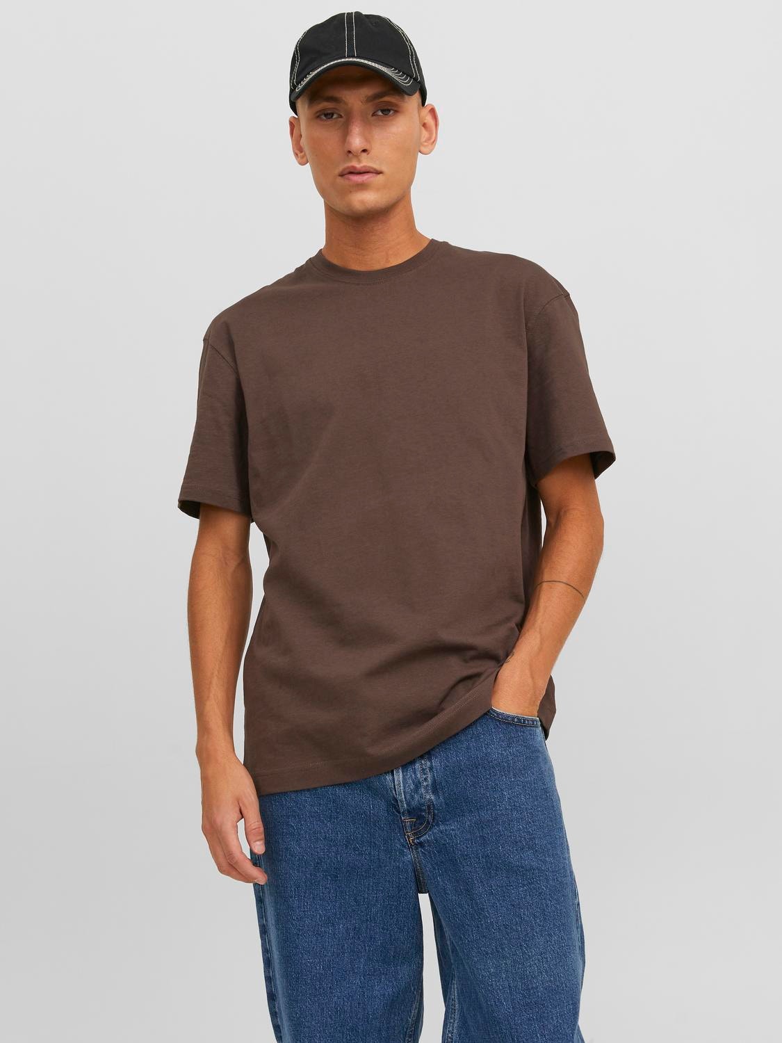 Plain Crew neck T-shirt | Dark Brown | Jack & Jones®