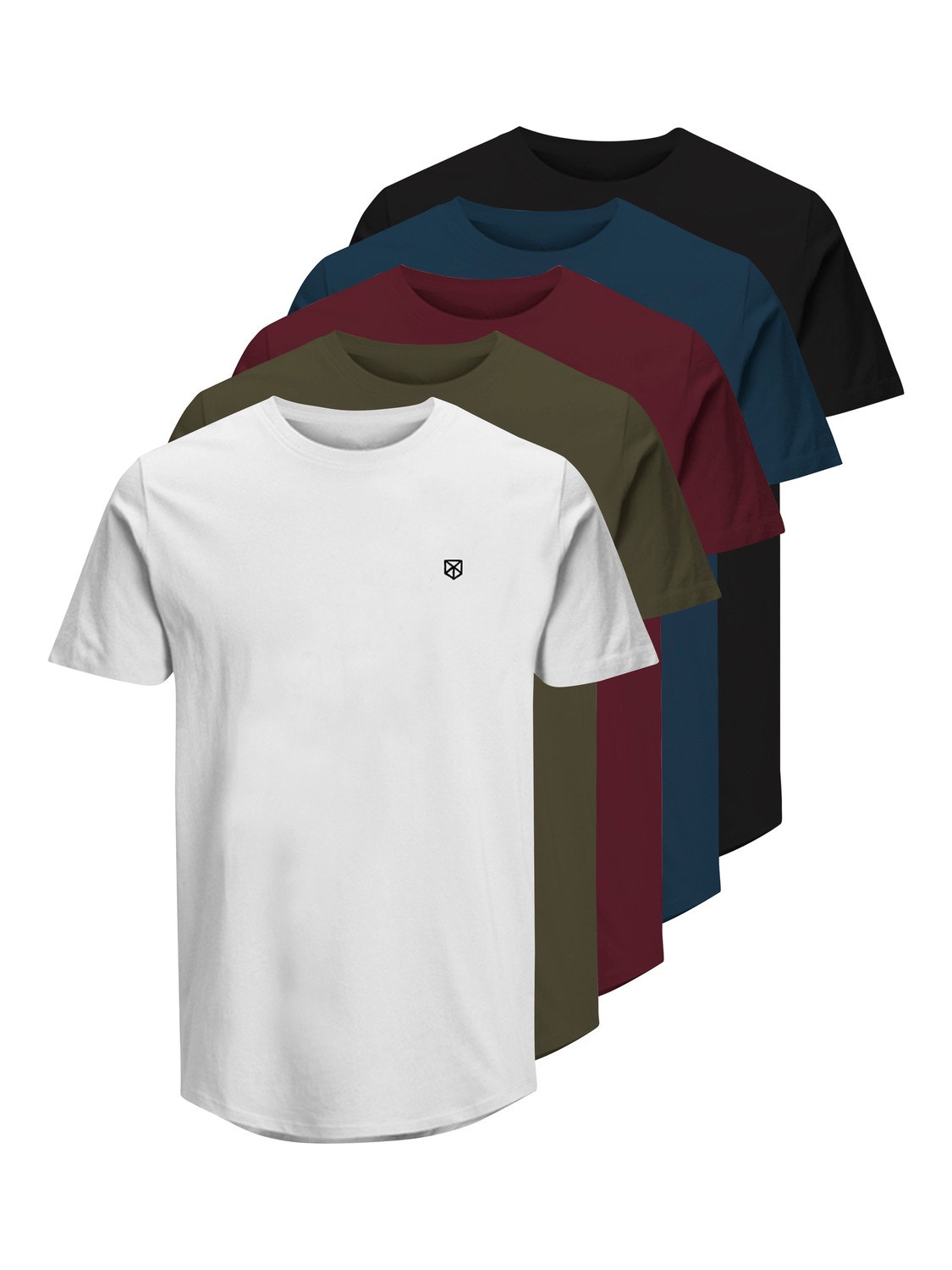 Jack & Jones 5er-pack Einfarbig Rundhals T-shirt -Navy Blazer - 12190468