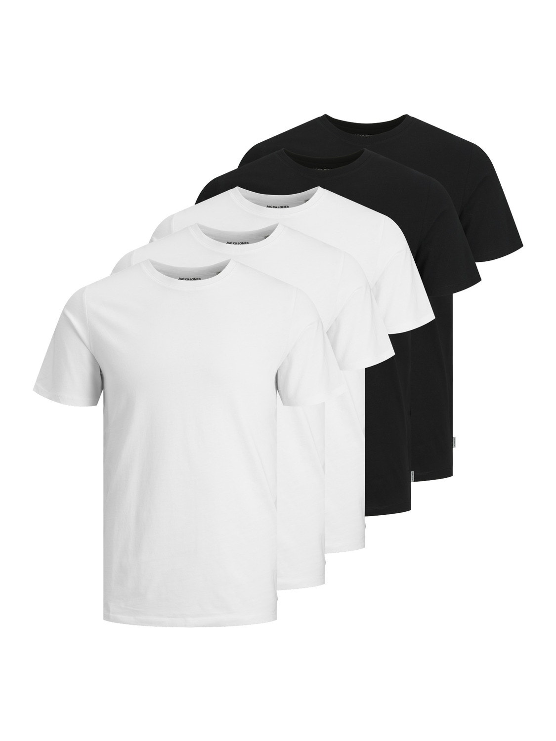 Jack & Jones 5-pak Ensfarvet Crew neck T-shirt -Black - 12191190