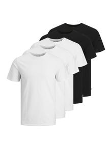 Jack & Jones 5-pakkainen Yksivärinen Pyöreä pääntie T-paita -Black - 12191190
