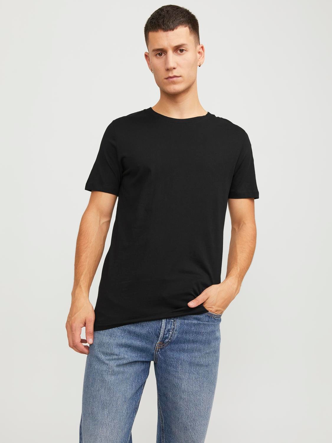 Jack & Jones 5-pack Effen Ronde hals T-shirt -Black - 12191190