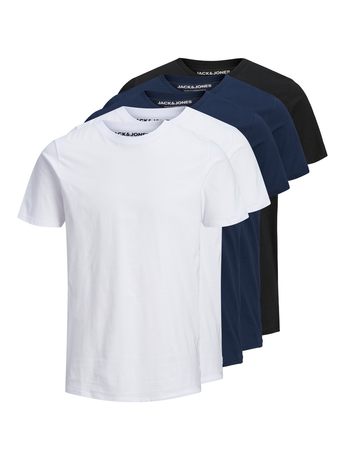 Jack & Jones 5-pack Effen Ronde hals T-shirt -Black - 12191190
