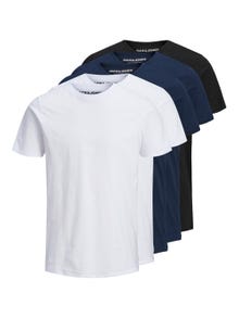 Jack & Jones 5-pack Enfärgat Rundringning T-shirt -Black - 12191190