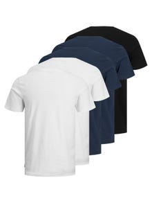 Jack & Jones 5-pak Gładki Okrągły dekolt T-shirt -Black - 12191190