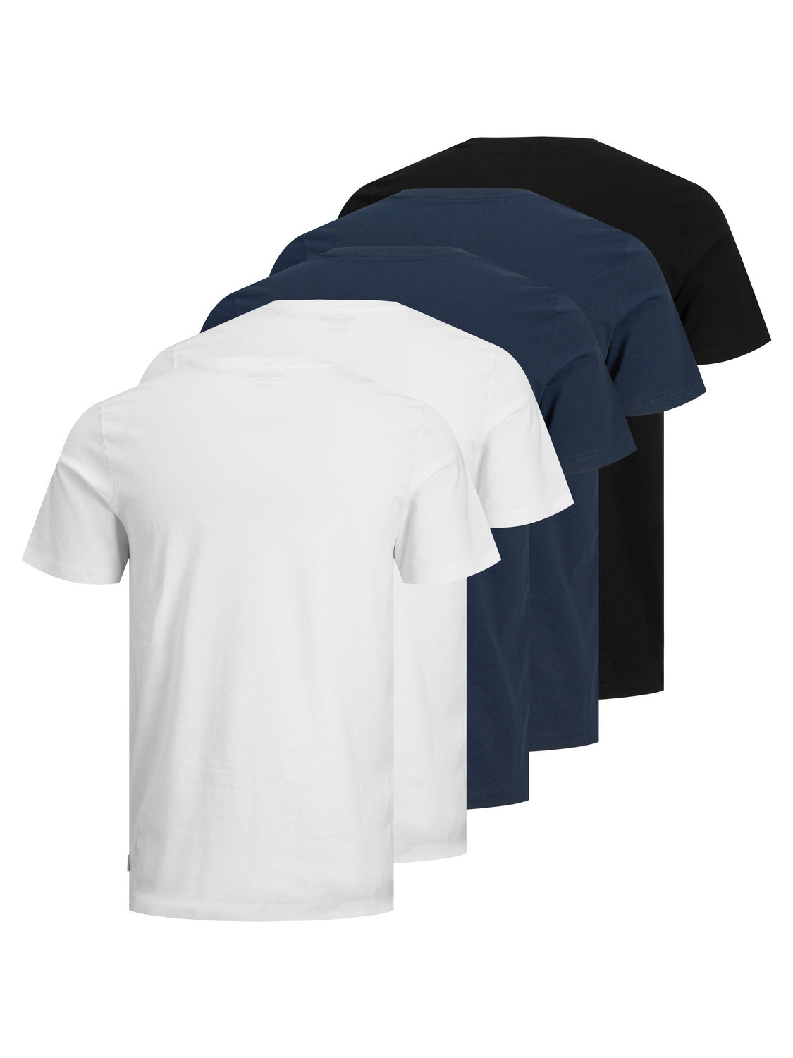 Jack & Jones 5er-pack Einfarbig Rundhals T-shirt -Black - 12191190