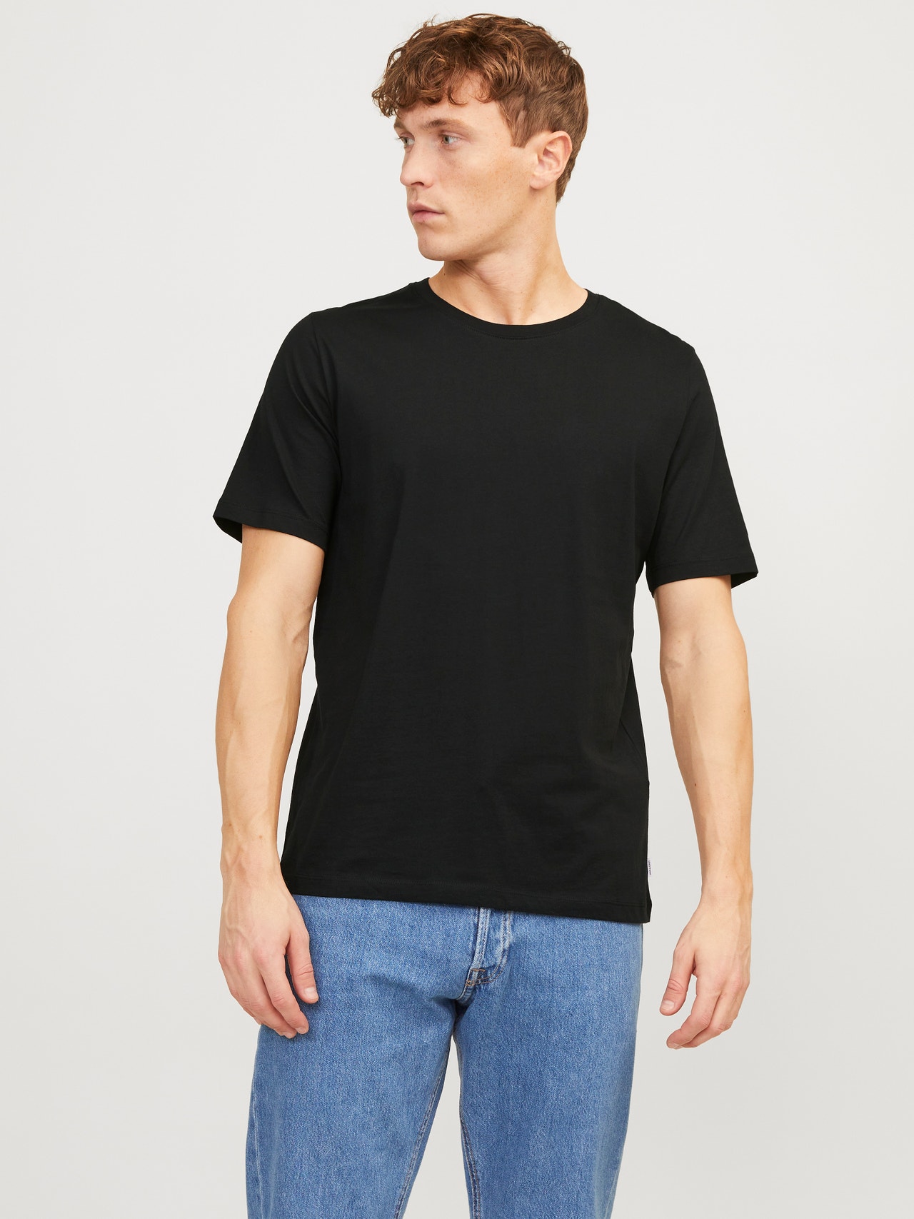 Jack & Jones 5-pak Ensfarvet Crew neck T-shirt -Black - 12191190