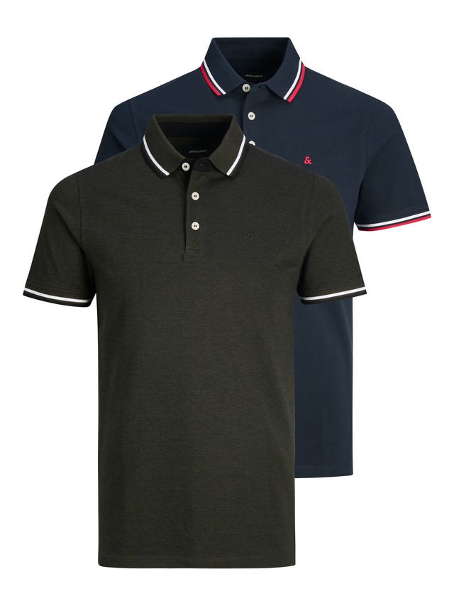 Jack & Jones 2-pack Enfärgat Polo T-shirt - 12191216
