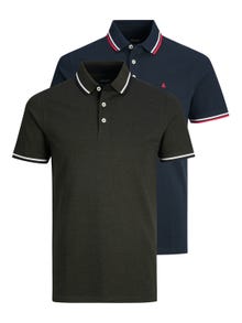 Jack & Jones 2-pak Gładki Polo T-shirt -Navy Blazer - 12191216